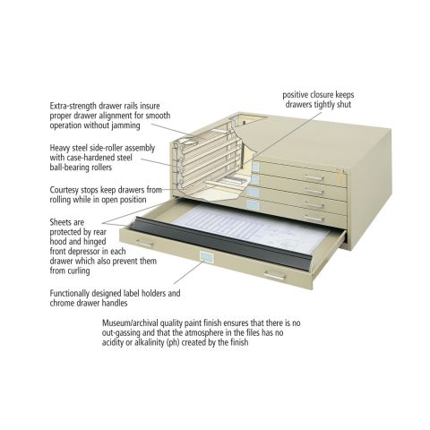 10-Drawer Steel Flat File for 30" x 42" Documents - Gray - 4986GR