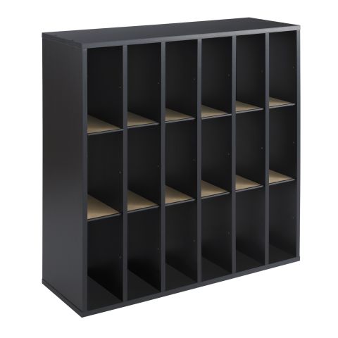 Wood 18-Compartment Mail Sorter - Black - 7765BL
