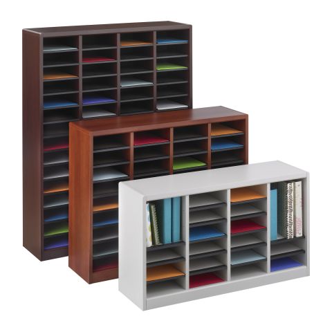 E-Z Stor® Wood Literature Organizer, 24 Compartments - Mahogany - 9311MH