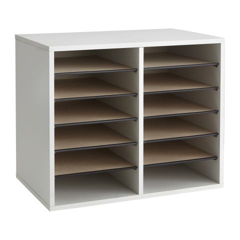 Wood Adjustable Literature Organizer - 12 Compartment - Gray - 9420GR