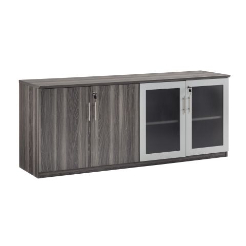Medina™ Low Wall Cabinet with Glass Doors - GraySteel - MVLCLGS