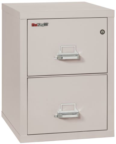 FireKing 2-1825-C Fire Resistant 1 Hour Two Drawer Letter Electronic Lock Vertical File Cabinet Platinum