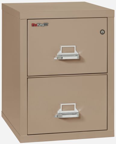 FireKing 2-1825-C Fire Resistant 1 Hour Two Drawer Letter Electronic Lock Vertical File Cabinet Taupe