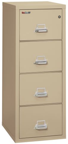 Fireking Fire Resistant 1 Hour Four Drawer Letter Electronic Lock Vertical File Cabinet Parchment