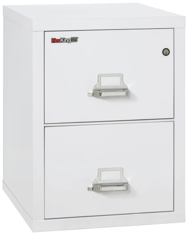 FireKing 2-2125-C Insulated Fire Resistant 1 Hour Two Drawer Letter Electronic Lock Vertical File Cabinet Arctic White