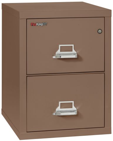 FireKing Insulated Fire Resistant 1 Hour Two Drawer Letter Electronic Lock Vertical File Cabinet Tan