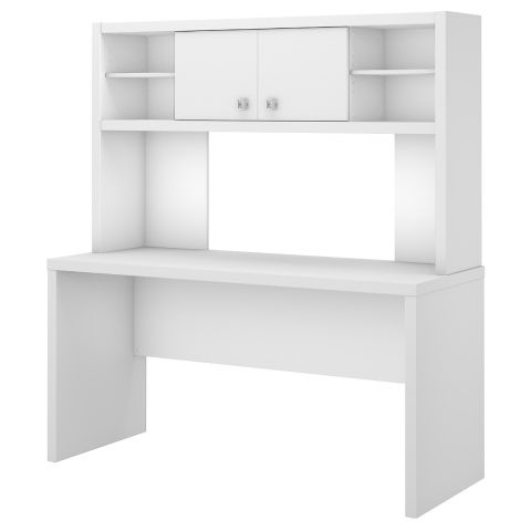 Office by kathy ireland® Echo 60W Credenza Desk with Hutch in Pure White