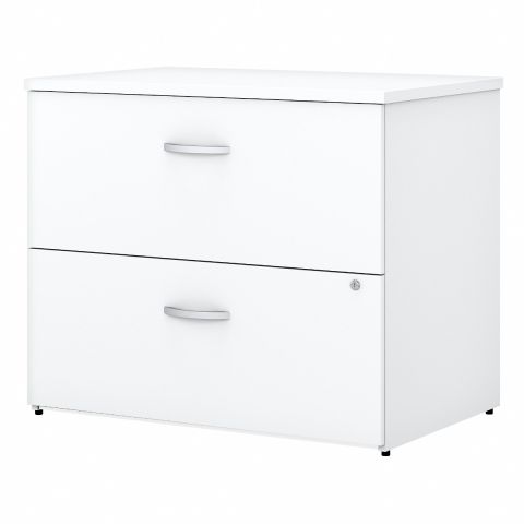 Bush Business Furniture Easy Office 2 Drawer Lateral File Cabinet in Pure White - Assembled
