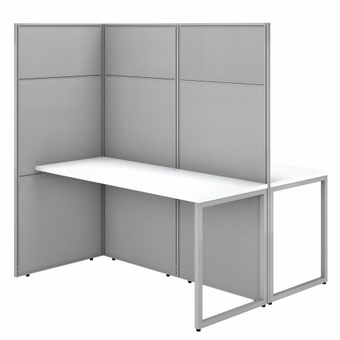 Bush Business Furniture Easy Office 60W 2 Person Cubicle Desk Workstation with 66H Panels in Pure White