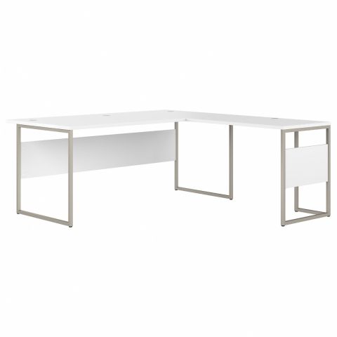 Bush Business Furniture Hybrid 72W x 36D L Shaped Table Desk with Metal Legs in White-HYB025WH