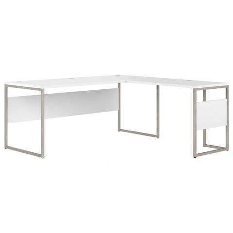 Bush Business Furniture Hybrid 72W x 30D L Shaped Table Desk with Metal Legs in White-HYB026WH