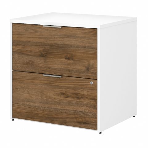 Bush Business Furniture Jamestown 2 Drawer Lateral File Cabinet in White and Fresh Walnut - Assembled