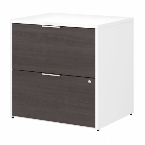 Bush Business Furniture Jamestown 2 Drawer Lateral File Cabinet in White and Storm Gray - Assembled