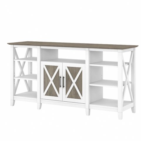 Bush Furniture Key West Tall TV Stand for 65 Inch TV in Pure White and Shiplap Gray-KWV160G2W-03