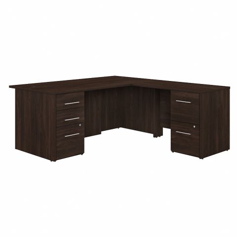 Bush Business Furniture Office 500 72W L Shaped Executive Desk with Drawers in Black Walnut