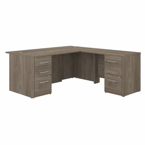 Bush Business Furniture Office 500 72W L Shaped Executive Desk with Drawers in Modern Hickory