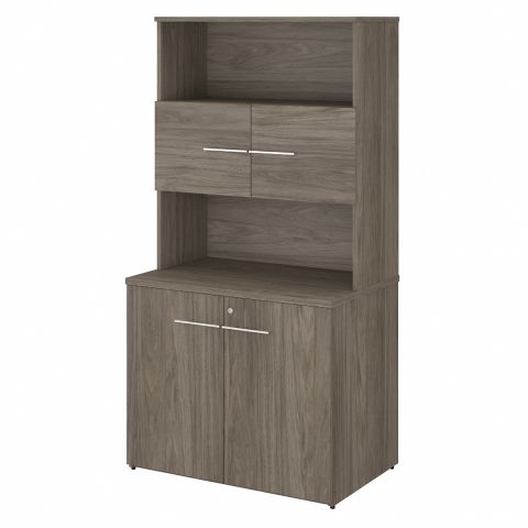 Bush Business Furniture Office 500 36W Tall Storage Cabinet with Doors and Shelves in Modern Hickory