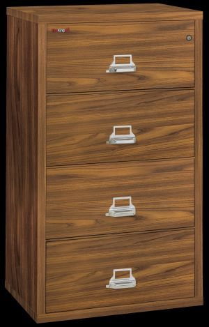 FireKing Designer Series Lateral File Cabinet - 1-Hour Fire-Rated & High Security - 4 Drawers - Light Chestnut